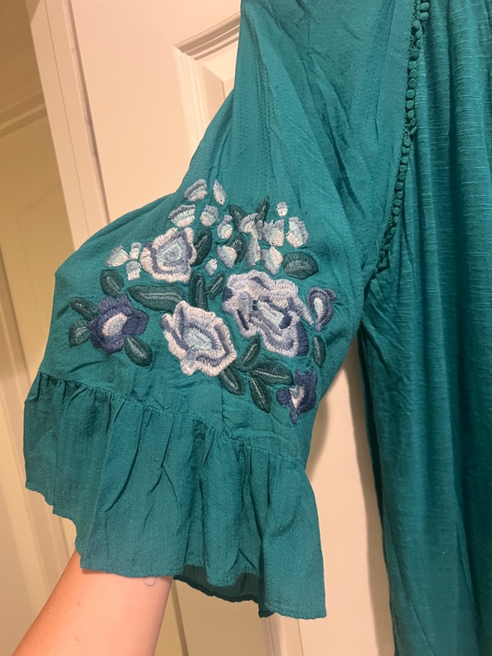 Vintage America embroidered top with tassels blue size small - Picture 3 of 3